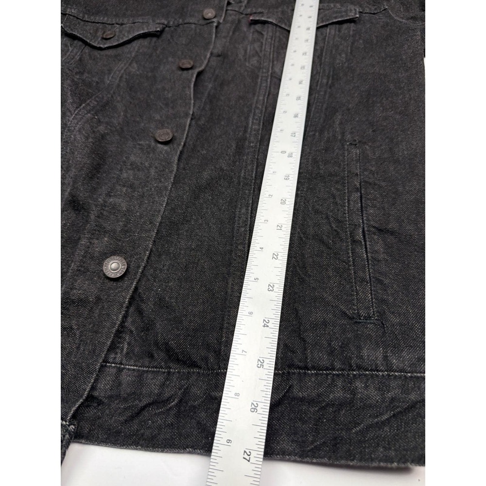 Vintage Levis Denim Trucker Jacket Mens XL Black Charcoal Red Tab Jean Coat - Picture 6 of 7